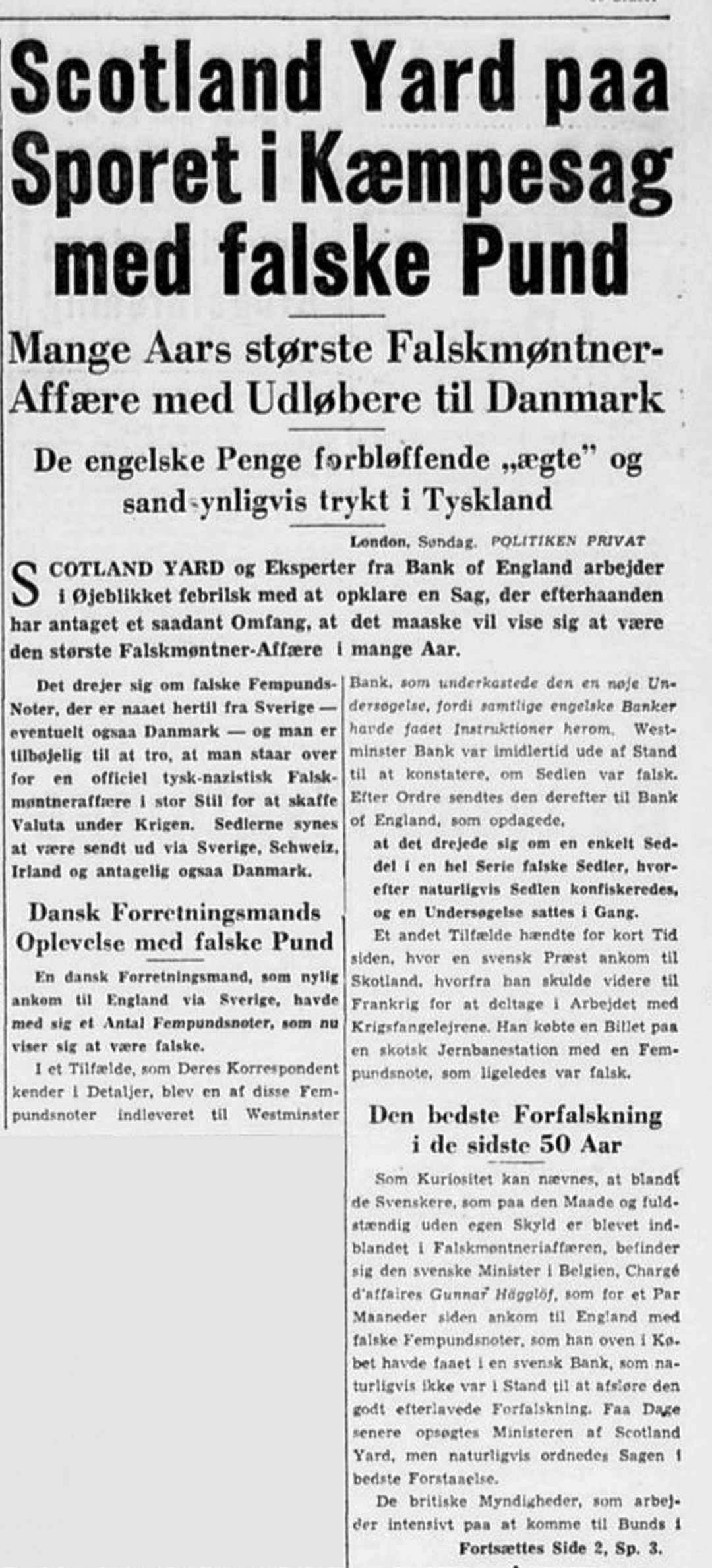 Falske Pund - Aviser - Juli 1945