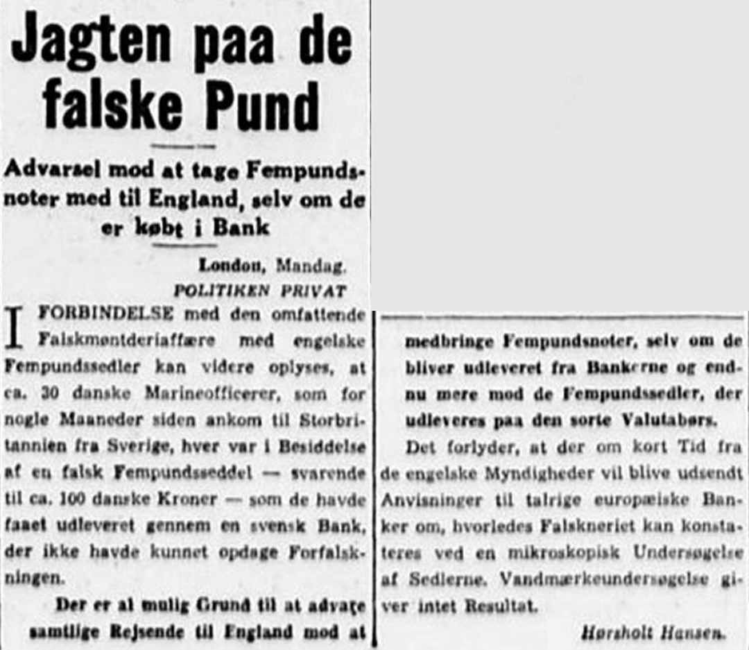 Falske Pund - Aviser - Juli 1945